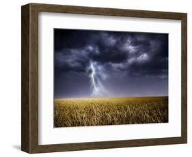 Dark Stormy Clouds over a Field-ongap-Framed Art Print