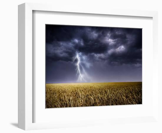 Dark Stormy Clouds over a Field-ongap-Framed Art Print