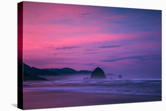 Dark Sunrise Burn, Cannon Beach, Oregon Coast-Vincent James-Stretched Canvas