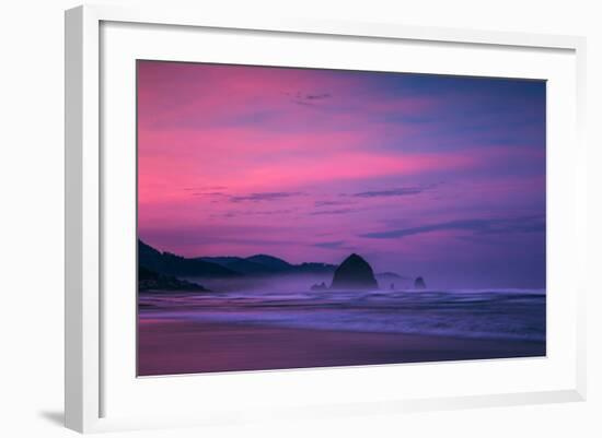 Dark Sunrise Burn, Cannon Beach, Oregon Coast-Vincent James-Framed Photographic Print