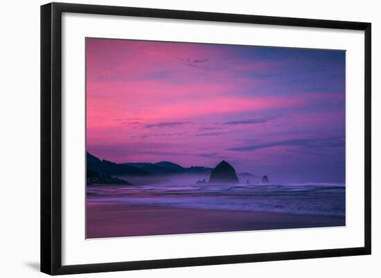 Dark Sunrise Burn, Cannon Beach, Oregon Coast-Vincent James-Framed Photographic Print