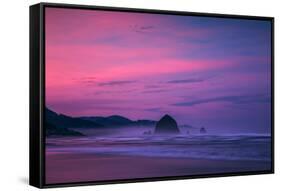 Dark Sunrise Burn, Cannon Beach, Oregon Coast-Vincent James-Framed Stretched Canvas