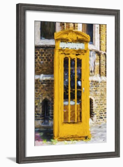 Dark Yellow Phone Booth - In the Style of Oil Painting-Philippe Hugonnard-Framed Giclee Print