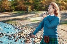 Handsome Scottish Man with Sword and Pipe-darkbird-Photographic Print