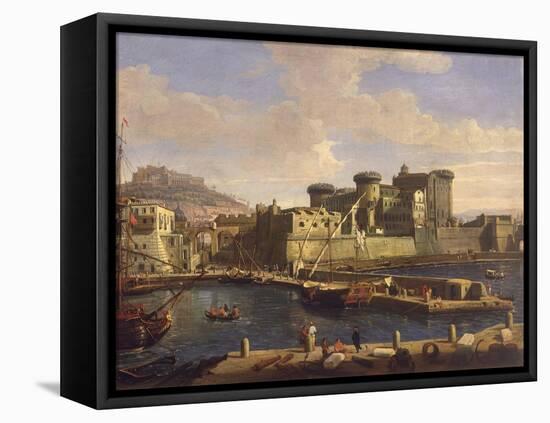 Darse du port de Naples (Italie)-Gaspare Vanvitelli-Framed Stretched Canvas