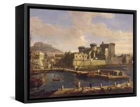 Darse du port de Naples (Italie)-Gaspare Vanvitelli-Framed Stretched Canvas