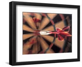 Dart in Bull's Eye on Dart Board-John James Wood-Framed Photographic Print