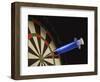 Dartboard with a Medical Syringe in Center Target-null-Framed Art Print