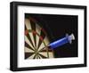 Dartboard with a Medical Syringe in Center Target-null-Framed Art Print