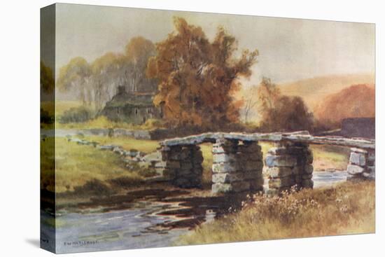 Dartmoor - Clapper Bridge-Ernest W Haslehust-Stretched Canvas