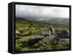 Dartmoor, View Southeast from Bonehill Rocks, Devon, England, United Kingdom, Europe-Lomax David-Framed Stretched Canvas