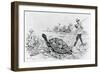 Darwin Testing the Speed of an Elephant Tortoise (Galapagos Islands) by Meredith Nugent-null-Framed Giclee Print