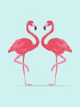 Vector Illustration Pink Flamingo Couple. Exotic Bird. Cool Flamingo Decorative Flat Design Element-Daryna Khozieieva-Mounted Art Print