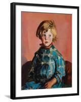 Das blau karierte Kleid (The blue plaid dress). 1927-Robert Henri-Framed Giclee Print