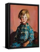 Das blau karierte Kleid (The blue plaid dress). 1927-Robert Henri-Framed Stretched Canvas