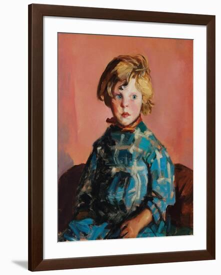 Das blau karierte Kleid (The blue plaid dress). 1927-Robert Henri-Framed Giclee Print