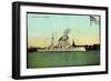 Das Deutsche Linienschiff Hessen in Hafen, Fahne-null-Framed Giclee Print