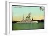 Das Deutsche Linienschiff Hessen in Hafen, Fahne-null-Framed Giclee Print