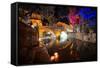 Dashi Bridge in Lijiang at Night, Yunnan, China, Asia-Andreas Brandl-Framed Stretched Canvas