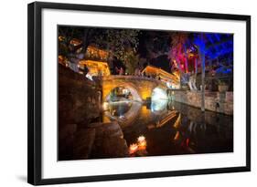 Dashi Bridge in Lijiang at Night, Yunnan, China, Asia-Andreas Brandl-Framed Photographic Print