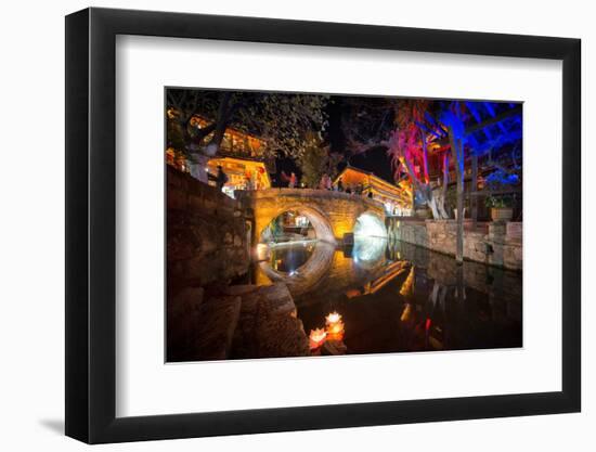 Dashi Bridge in Lijiang at Night, Yunnan, China, Asia-Andreas Brandl-Framed Photographic Print