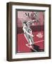 Dashing Man Plays a Difficult Tennis Shot-Apsley Apsley-Framed Art Print