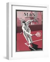 Dashing Man Plays a Difficult Tennis Shot-Apsley Apsley-Framed Art Print