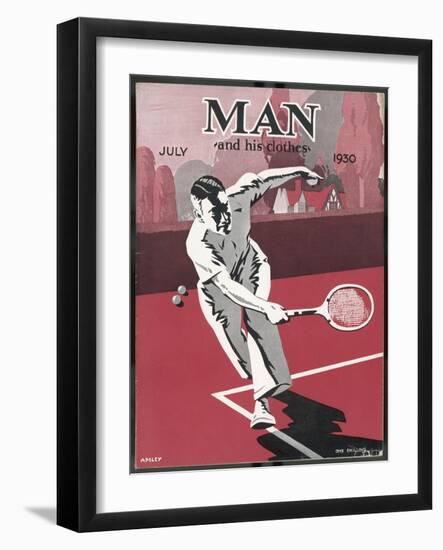 Dashing Man Plays a Difficult Tennis Shot-Apsley Apsley-Framed Art Print