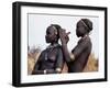 Dassanech Girl Braids Her Sister's Hair at Her Village in the Omo Delta-John Warburton-lee-Framed Photographic Print