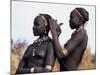 Dassanech Girl Braids Her Sister's Hair at Her Village in the Omo Delta-John Warburton-lee-Mounted Photographic Print