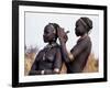 Dassanech Girl Braids Her Sister's Hair at Her Village in the Omo Delta-John Warburton-lee-Framed Photographic Print