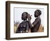 Dassanech Girl Braids Her Sister's Hair at Her Village in the Omo Delta-John Warburton-lee-Framed Photographic Print