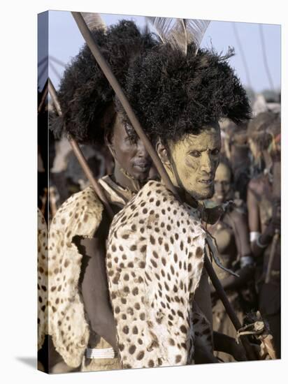 Dassanech Man in Full Tribal Regalia Participates in Dance During Ceremony, Omo Delta, Ethiopia-Nigel Pavitt-Stretched Canvas