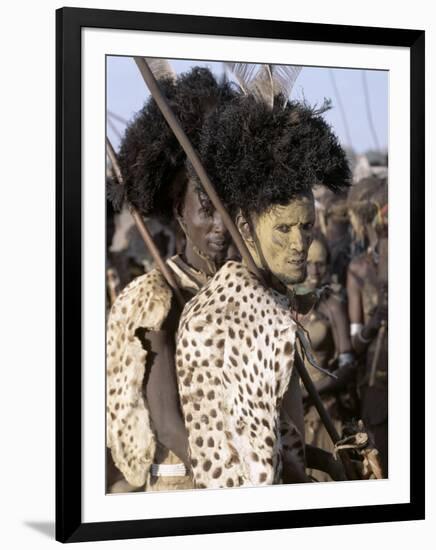 Dassanech Man in Full Tribal Regalia Participates in Dance During Ceremony, Omo Delta, Ethiopia-Nigel Pavitt-Framed Photographic Print