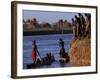 Dassanech Tribesmen and Women Load into a Dugout Canoe Ready to Pole across the Omo River, Ethiopia-John Warburton-lee-Framed Photographic Print