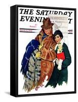 "Date at Hockey Game," Saturday Evening Post Cover, March 12, 1932-Ellen Pyle-Framed Stretched Canvas