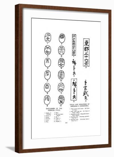 Date Marks of the Zodiac and Signatures of Hiroshige, 19th Century-null-Framed Giclee Print