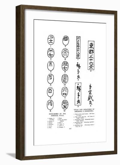 Date Marks of the Zodiac and Signatures of Hiroshige, 19th Century-null-Framed Giclee Print