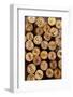Dated Wine Bottle Corks on the Wooden Background-Dasha Petrenko-Framed Photographic Print
