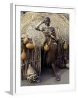 Datoga Woman Relaxes Outside Her Thatched House, Tanzania-Nigel Pavitt-Framed Photographic Print
