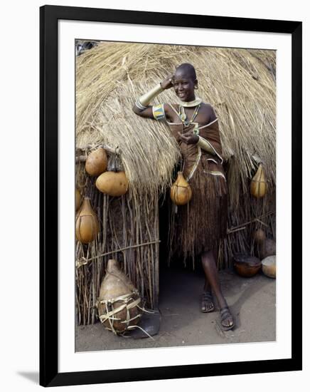 Datoga Woman Relaxes Outside Her Thatched House, Tanzania-Nigel Pavitt-Framed Photographic Print