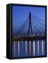 Daugava River, Vansu Bridge, Riga, Latvia-Walter Bibikow-Framed Stretched Canvas