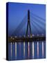 Daugava River, Vansu Bridge, Riga, Latvia-Walter Bibikow-Stretched Canvas