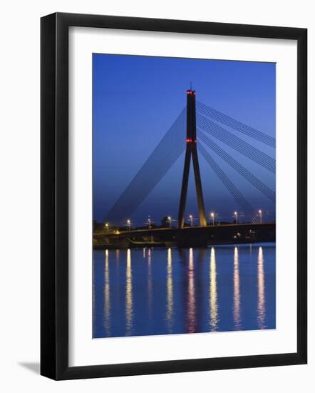 Daugava River, Vansu Bridge, Riga, Latvia-Walter Bibikow-Framed Photographic Print