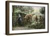 Daughter of a Farmer Bringing the Cattle (Herd of Cows) Back to the Farm. Colourful Engraving of Th-null-Framed Giclee Print