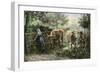 Daughter of a Farmer Bringing the Cattle (Herd of Cows) Back to the Farm. Colourful Engraving of Th-null-Framed Giclee Print