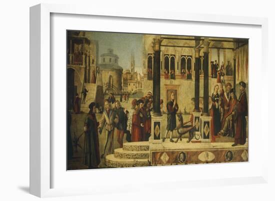 Daughter of Emperor Gordian Is Exorcised by St. Tryphon, 1507-Vittore Carpaccio-Framed Giclee Print