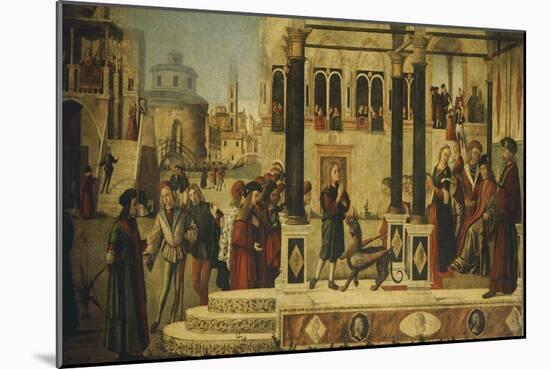 Daughter of Emperor Gordian Is Exorcised by St. Tryphon, 1507-Vittore Carpaccio-Mounted Giclee Print