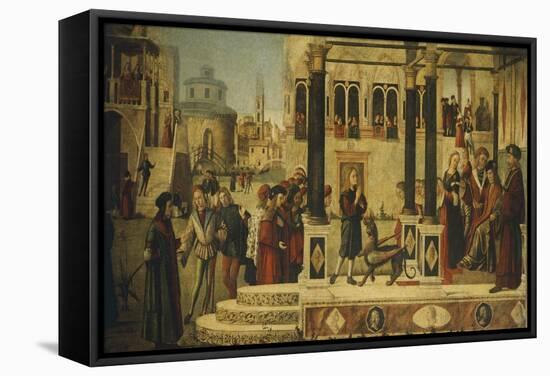 Daughter of Emperor Gordian Is Exorcised by St. Tryphon, 1507-Vittore Carpaccio-Framed Stretched Canvas