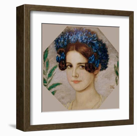 Daughter of the artist with cornflowers in her hair, 1909-Franz von Stuck-Framed Giclee Print